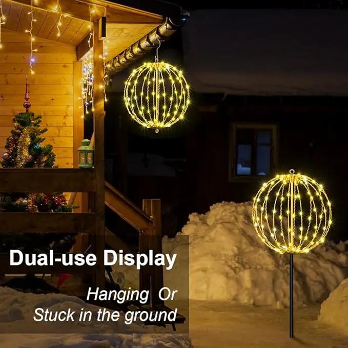 LIGHTSHARE 12IN 96LED Light Ball Yard Decoration Pathway Lights Sphere Light with Fold Flat Metal Frame Indoor Outdoor Waterproof Garden Lights, Plug in by GreenHaven Gardens
