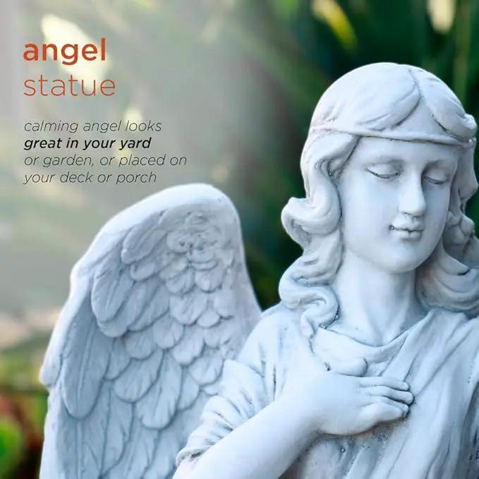 Alpine Corporation 31" Tall Indoor/Outdoor Angel Statue Yard Art Decoration, Light Gray by GreenHaven Gardens