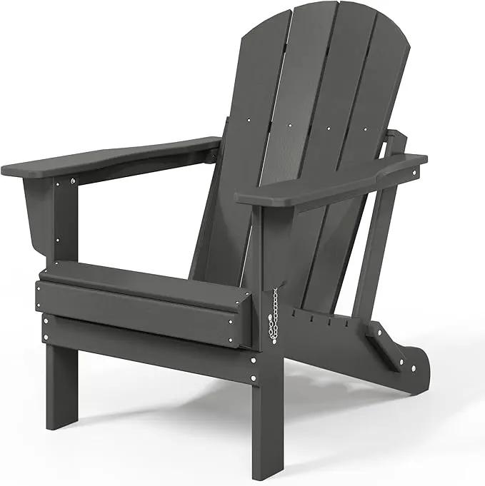 Westin Outdoors Laguna WO Outdoor Adirondack Folding Patio Chairs 8 PCS Set Retro Beach Aesthetic for Backyard, Lawn, Patio, Deck, Garden, Weather Resistant Polyethylene Plastic Lounger (Gray) by GreenHaven Gardens