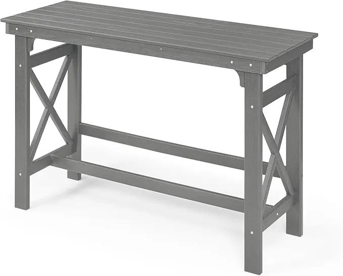 41" Outdoor Bar Table, HDPE Adirondack Outdoor Bar Table, All Weather Outside Bar Counter Height Tables Balcony Furniture, HDPE Patio Bar Tables for Bistro, Deck, Porch, Poolside, Smoke Gray by GreenHaven Gardens