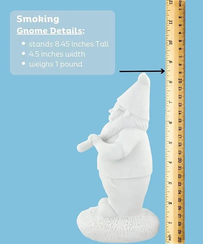 Gnometastic Gnude Gnomes - Unpainted Smoking Gnome, 8.5" Inches - DIY Paint Your Own Gnome - Funny Garden Gnomes to Paint for Adults, Outdoor or Indoor by GreenHaven Gardens