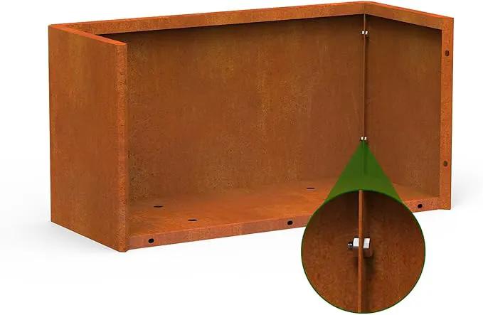 Metal Planter Box - 25x11x13H Inch, Co rten Steel Planter for Patio, Garden, Porch - Brown by GreenHaven Gardens