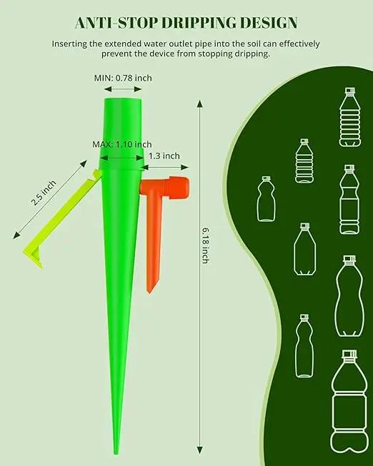 New Self Watering Spikes, Automatic Watering System with Slow Release Control Valve Switch, Ideal for Outdoor Plants, Garden, Travel and Busy People(12, Orange+Green) by GreenHaven Gardens