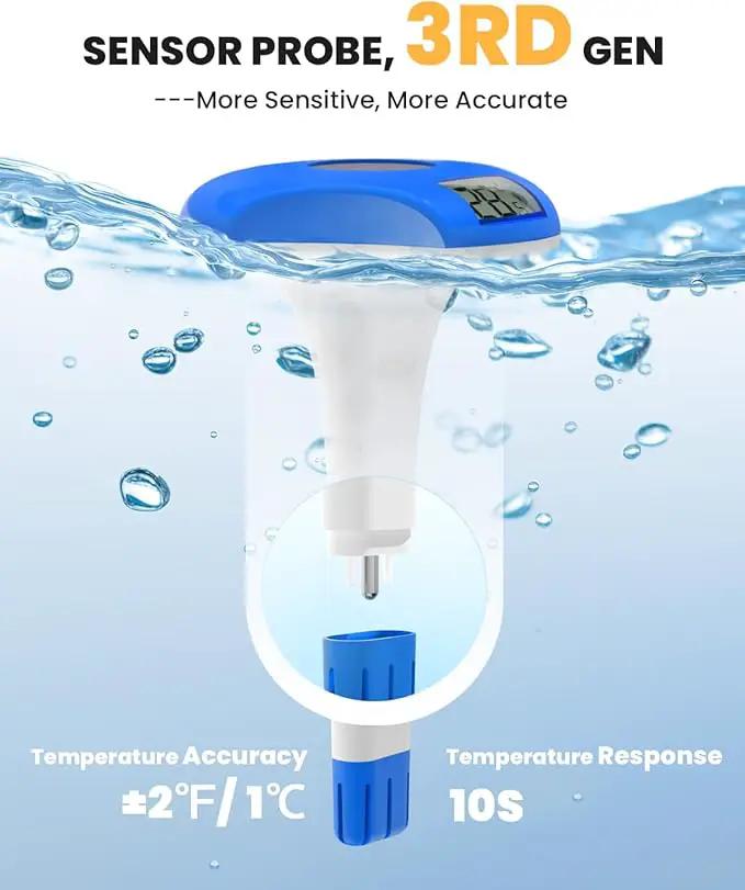 BALDR Pool Thermometer Floating Easy Read, IPX8 Waterproof, Solar Powered Digital Pool Thermometer with LCD Screen for Swimming Pool/Hot Tub/Aquarium (Navy) by GreenHaven Gardens