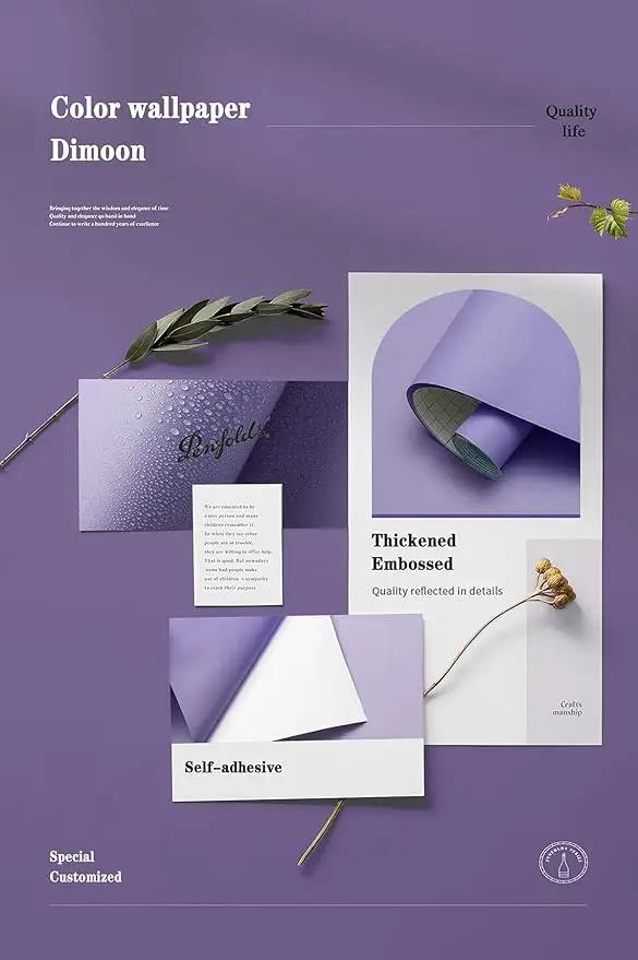 Dimoon 78.7''x17.7'' Purple Peel and Stick Wallpaper Contact Paper Modern Self Adhesive Wall Paper Removable Renter Friendly Textured Solid Color Shelf Cabinet Vinyl Roll (78.7''x17.7'',Dark Purple) by GreenHaven Gardens