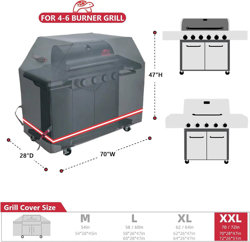 BBQ Grill Cover,70 Inch Heavy Duty Waterproof 5-6 Burner Barbecue Gas Grill Covers for Weber Genesis Summit Char-Broil Deluxe, Black by GreenHaven Gardens