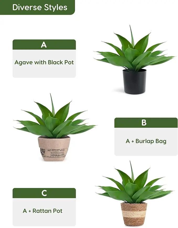 Velener Fake Agave with Rattan Pot, Artificial Plant Outdoor Agave - Fake Sucuulents Plants for Indoor and Outdoor Decor(16 Inch) by GreenHaven Gardens