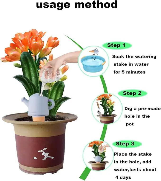 4-Pack Self-Watering Terracotta Spikes for Plants, Automatic Plant Watering Stakes, Keeps Plants Hydrated While You're Away, Ideal for Indoor & Outdoor Use (Teapot Design) by GreenHaven Gardens