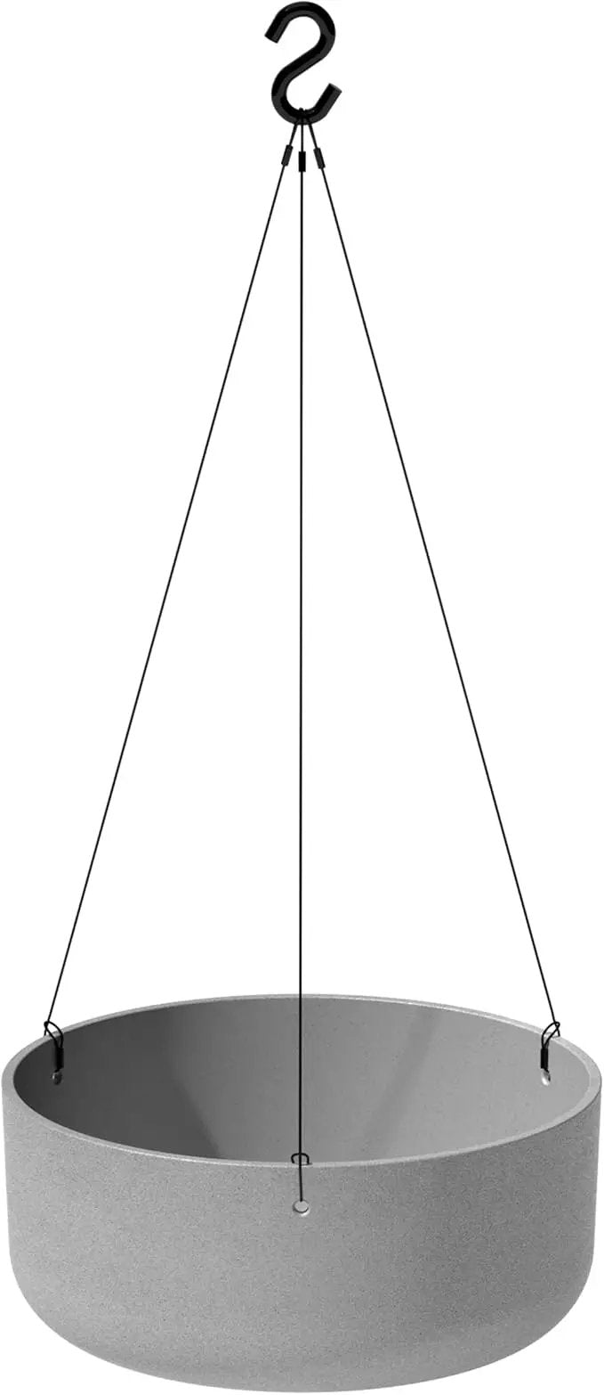 Veradek Mason Series Hanging Kona Planter - Round Planter for Outdoor Balcony/Patio | Made from Plastic-Stone Composite with Hanging Attachment | Modern Décor for, Flowers, Succulents, Small Plants by GreenHaven Gardens