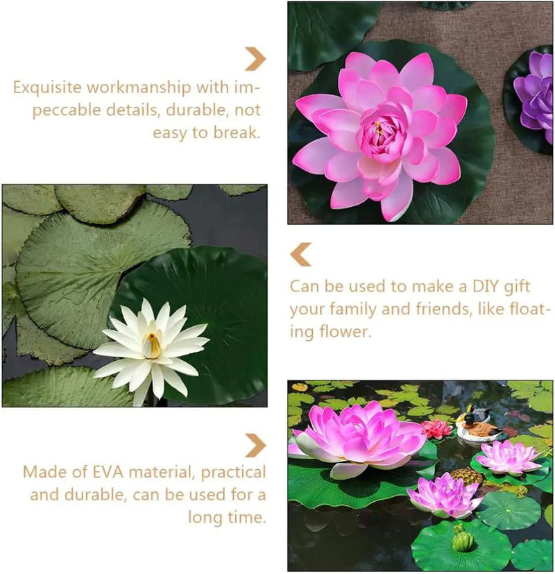DOITOOL 3 Pcs Artificial Floating Foam Lotus Leaves 15.7 Inch Artificial Water Lily Pads Ornaments for Patio Fish Pond Pool Aquarium Decor, Green by GreenHaven Gardens