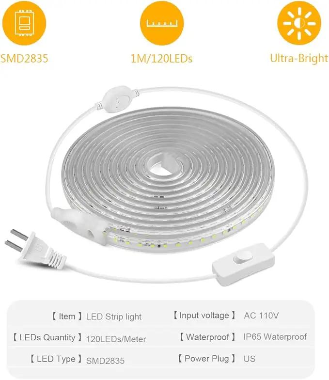 Outdoor LED Strip Lights Waterproof 6500K,98.4ft/30M IP65 High Density LED Tape Light,3600 LEDs/Reel Rope Lights for Home, Balcony, Roof, Backyard, Patio, Garden by GreenHaven Gardens