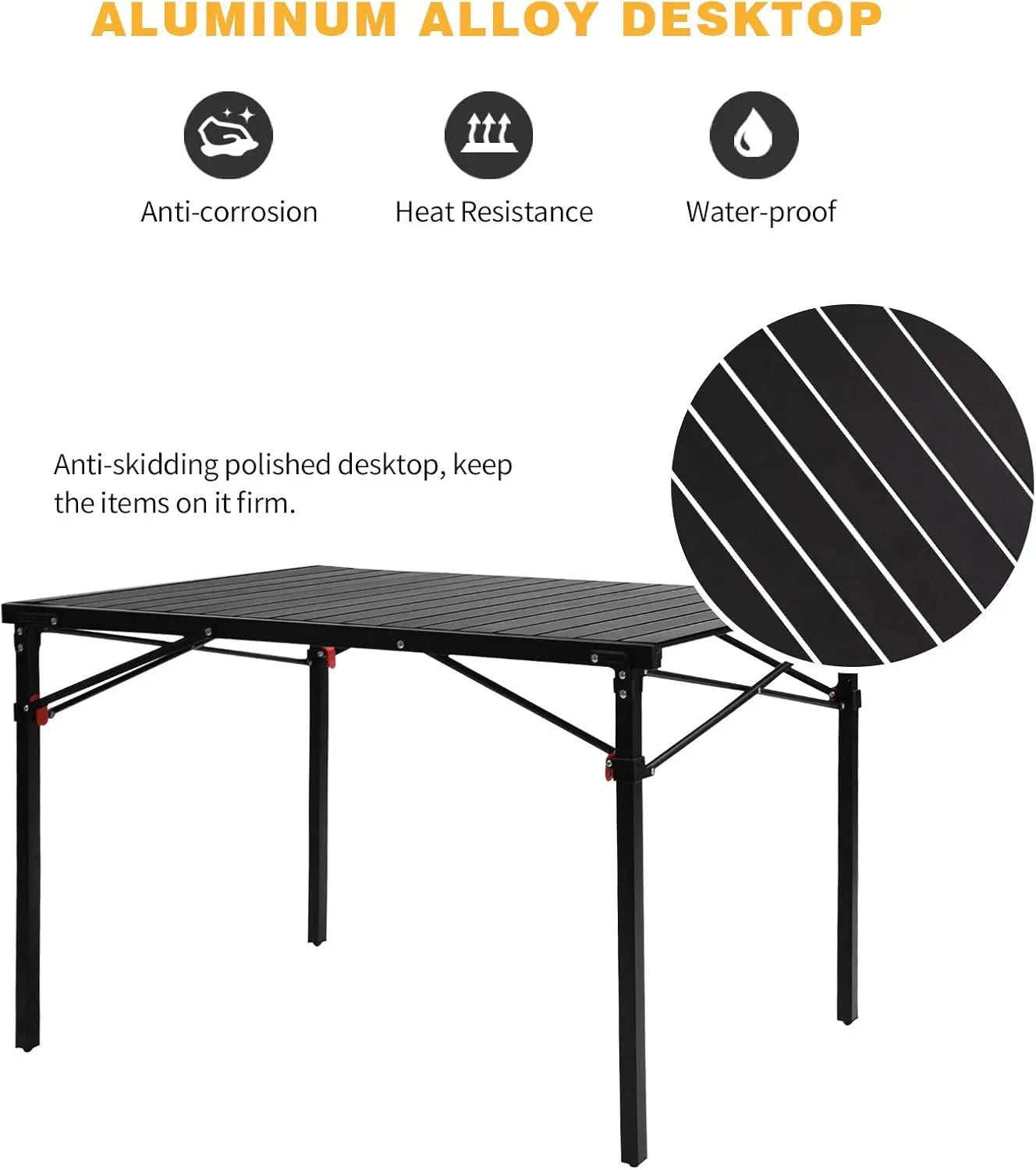 KingCamp Lightweight Compact Folding Camping Table,Stable Aluminum Alloy Folding Roll up Table for 4-6 Person for Picnic, Camping, Barbecue and Party,Portable Multifunctional Table with Carry Bag by GreenHaven Gardens