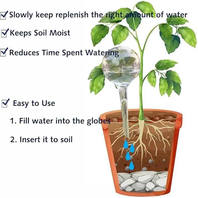 10pcs Plant Watering Devices, Planter Self Watering Globes for Home Potting, Plastic Garden Flower Plant Watering Spikes Automatic Plant Waterer System Set Suit for All Indoor Outdoor Plant by GreenHaven Gardens