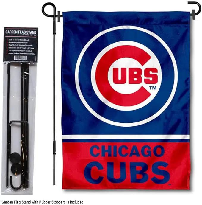 WinCraft Chicago Baseball Garden Flag with Stand Holder by GreenHaven Gardens