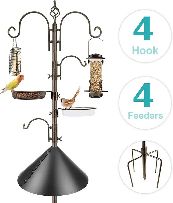 Bird Feeding Station Kit with Squirrel Baffle and Suet Cage Wild Bird Feeder Kit with Mesh Tray, Fruit Hook, and Double W Hook for Attracting Wild Birds by GreenHaven Gardens