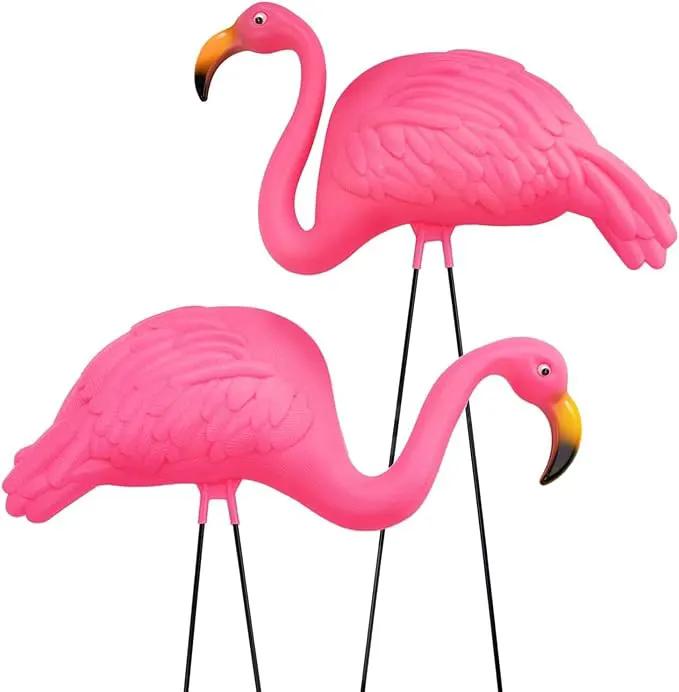 GIFTEXPRESS Pink Flamingos Yard Decorations - 2 Pack Extra Large 24" Tall Plastic Flamingo Statue w/Metal Stakes - Lawn Ornaments & Garden Decor for Outdoor Parties by GreenHaven Gardens