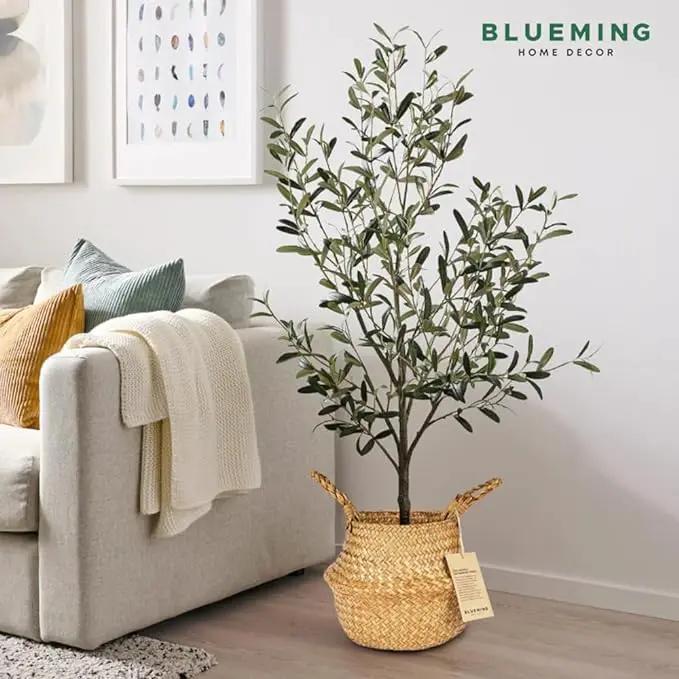 Tree Basket – Wicker Seagrass Planter for Tall Indoor Fake Olive House Plants, Decorative Rattan Baskets for 7-8 Inch Small Plant Pots (Original, Medium) by GreenHaven Gardens