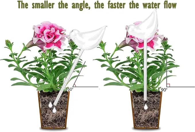 Glass Plant Watering Globes, Self Watering Globes Bird Shape, Self Watering Planter Insert, Plant Watering Devices, Automatic Plant Waterer Indoor, Watering Bulbs, 2 Pack by GreenHaven Gardens
