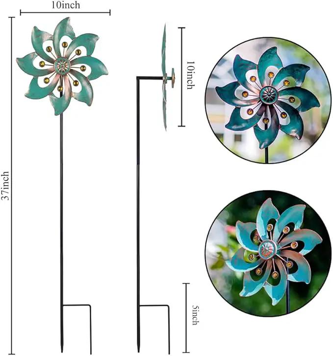 VEWOGARDEN Garden Decor Wind Spinners, Small Waterproof Metal Pinwheels Wind Spinner for Yard and Garden 37 * 10inches (Single Blade) by GreenHaven Gardens