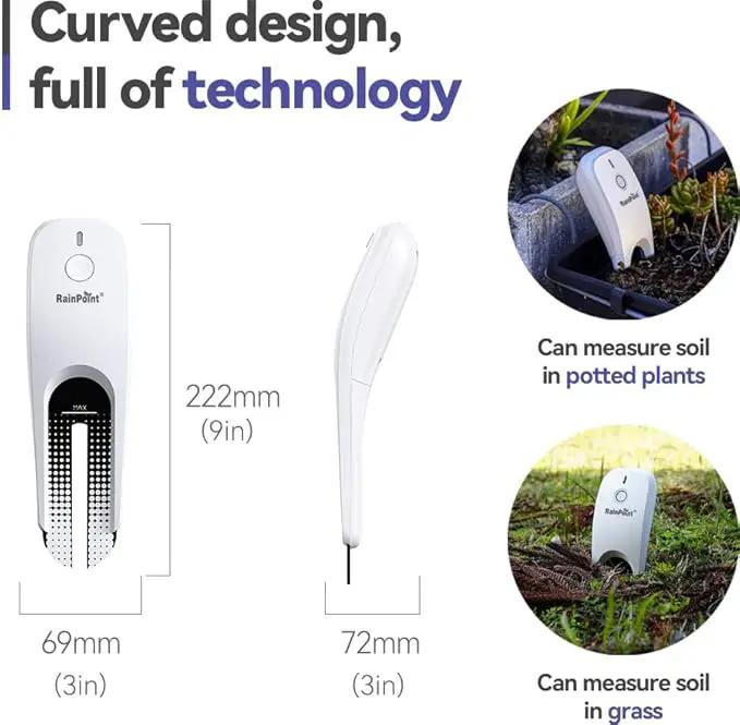 RainPoint Wi-Fi Soil Moisture Meter, WiFi Soil Moisture Meters for Plants, Soil Humidity & Temperature Sensor, Soil Testers Monitor for Garden (Add-on Device, Requires Hub or Gateway), White by GreenHaven Gardens