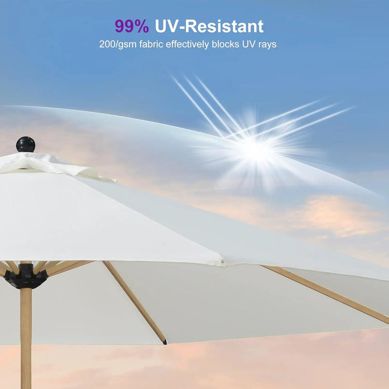 PURPLE LEAF 11 Feet Patio Umbrella Outdoor Table Umbrella Round Aluminum Market Umbrella with 8 Sturdy Ribs & Crank Commercial Outdoor Umbrellas for Garden Deck Patio, Cream by GreenHaven Gardens