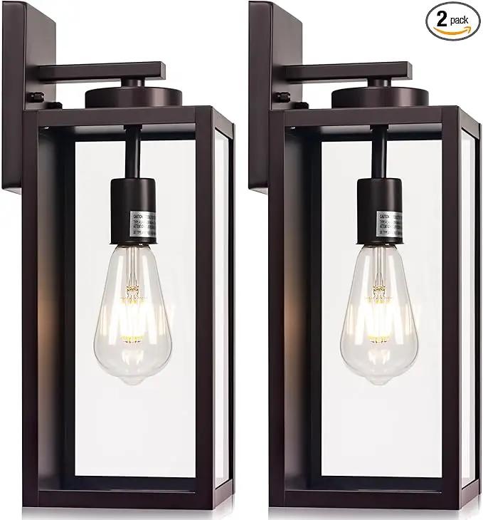 16-inch Oil-Rubbed Bronze Large Outdoor Wall Light Fixture, Brown Exterior Wall Lantern, Farmhouse Porch Sconce Lighting, Modern Outside Lights for House, Garage, Patio Lamp, 2 Packs by GreenHaven Gardens