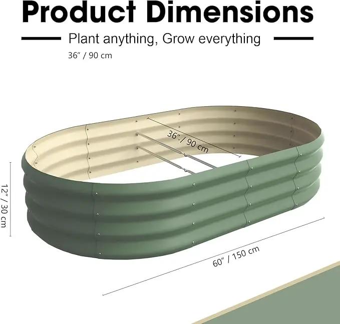 5x3x1ft Oval Galvanized Raised Garden Bed Outdoor 9-in-1 Large Metal Modular Planter Box Raised Beds for Gardening,Vegetables,Fruits,Flowers & Herbs (Green) by GreenHaven Gardens