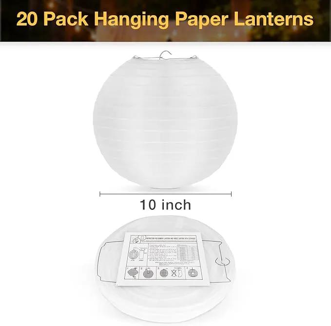 KNONEW 10 Pack Outdoor Silk Lanterns Decorative, 10inch Waterprooof Outside Indoor Chinese Hanging Round Lanterns for Weddings, Birthdays, Parties Decoration (Pink) by GreenHaven Gardens