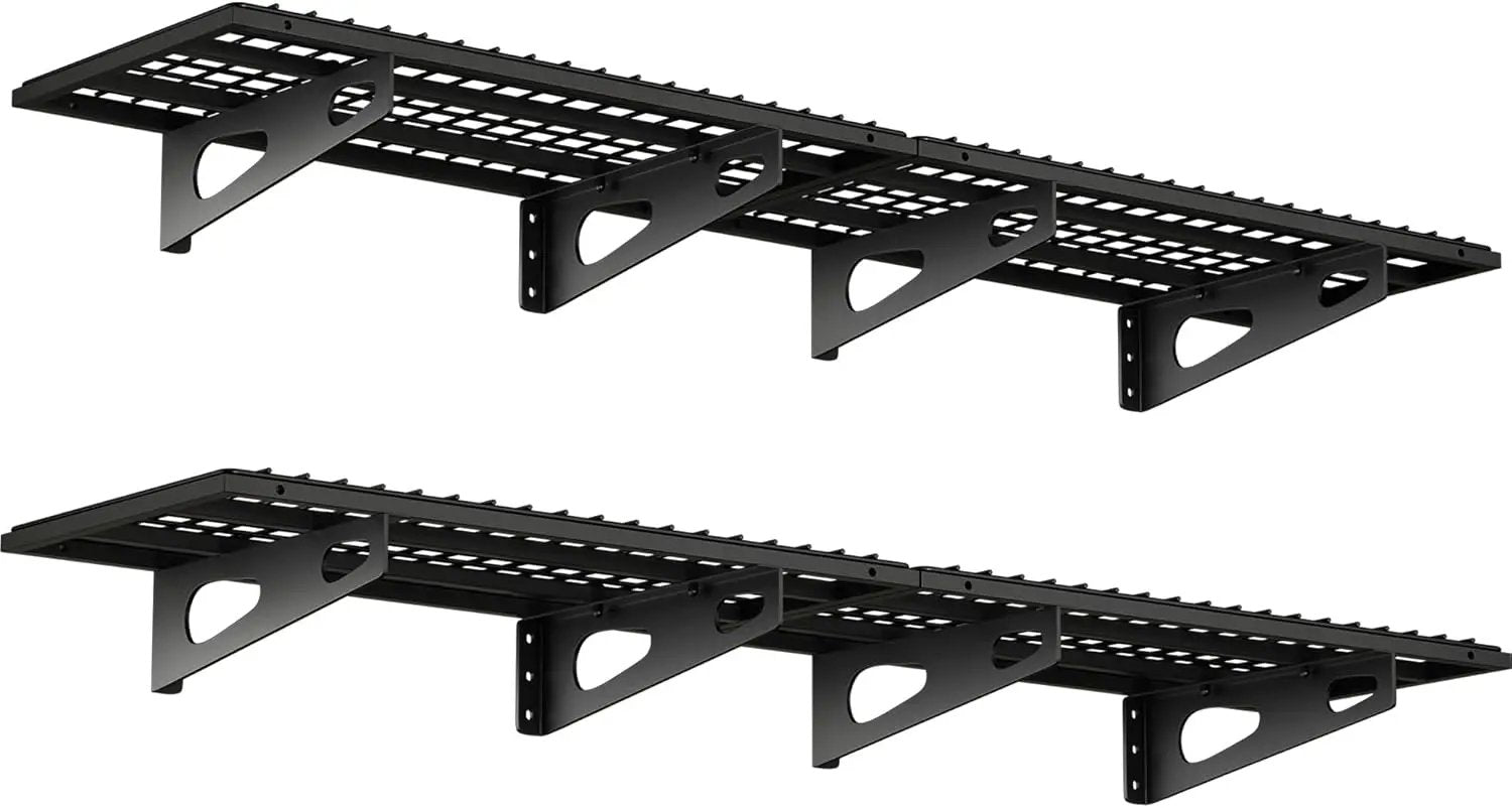 4-Pack 1.5x3FT Garage Shelving 17.7-inch-by-35.8-inch Wall Shelf Garage Storage Rack Wall Mounted Floating Shelves,Black by GreenHaven Gardens