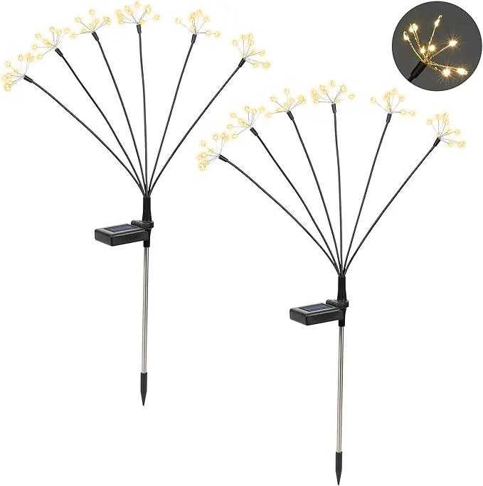 Solar Garden Decor Lights Outdoor, Solar Powered Lights Waterproof for Yard Patio Porch Flowerbed, Fairy Gardening Supplies Gifts Firwork (2 Pack) by GreenHaven Gardens