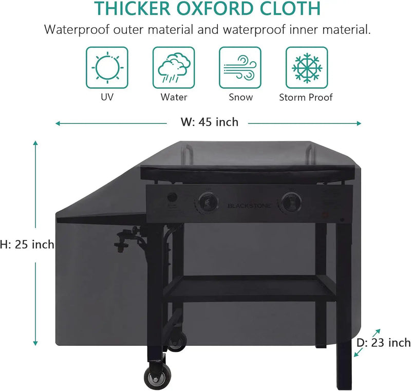 5003 Hard Cover for Blackstone 28" Griddle, and 1529 Heavy Duty Grill Cover for Blackstone 28" Griddle, Black by GreenHaven Gardens