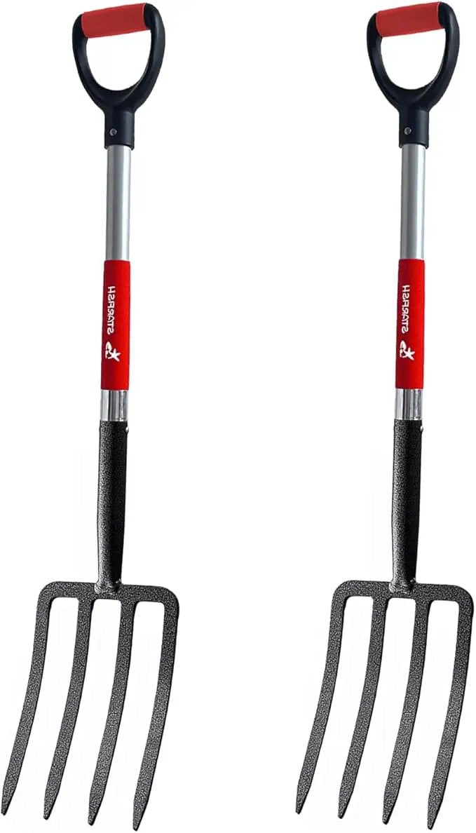 Garden Digging Forks with Premium 4-Tine Forged Steel Digging Fork D-Grip Handles 41" Sturdy Metal D-Handle Virtually Unbreakable Gardening Tool 2 Pcs by GreenHaven Gardens