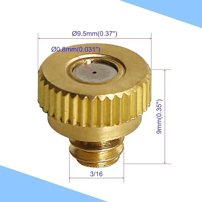 Aopin G 3/16 Brass Misting Nozzles 0.8mm / 0.03" Orifice Atomizing Mister Sprayer Nozzle Suitable For Outdoor Cooling,Garden Irrigation,Fountain, Crop Nutrient Injection, Greenhouse 8 Pcs by GreenHaven Gardens