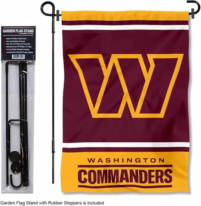 WinCraft Washington Commanders Garden Flag and Flagpole Mount by GreenHaven Gardens