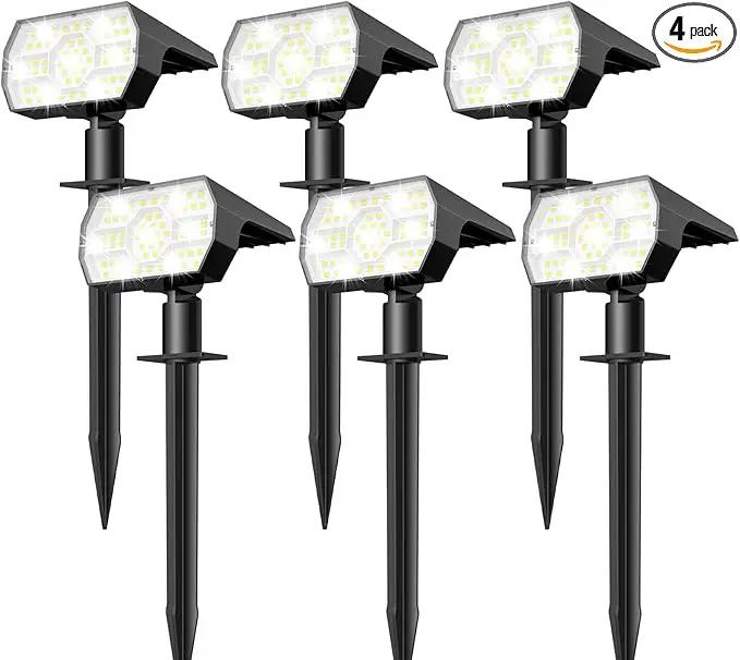 NYMPHY Solar Lights Outdoor Waterproof IP68, 56 LED 3 Lighting Modes Solar Powered Garden Yard Spot Solar Lights for Outside Landscape- 6 Pack (Cool White) by GreenHaven Gardens