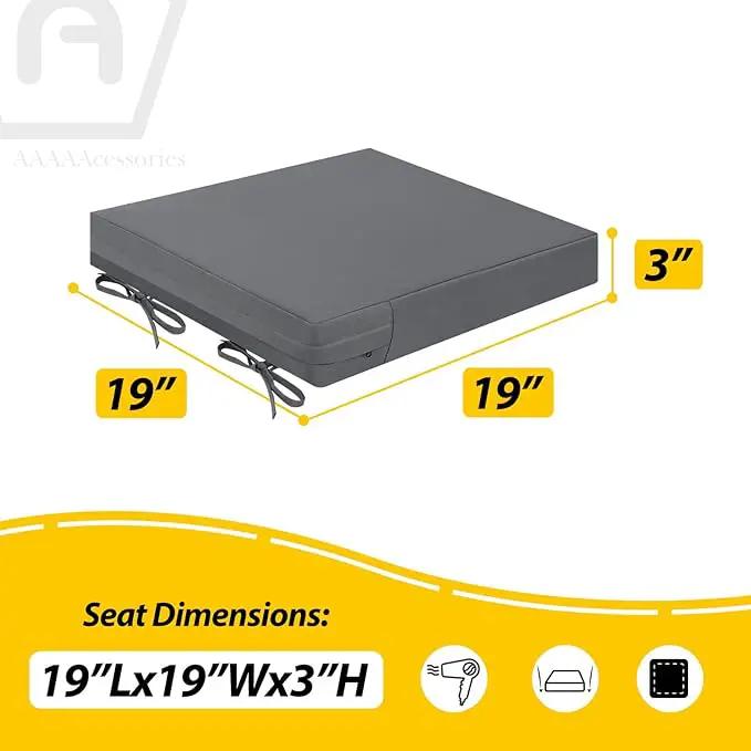 AAAAAcessories Outdoor Seat Cushions for Chairs, Waterproof, Fade-Resistant Patio Furniture Replacement Cushions, 19" x 19" x 3", Set of 2, Dark Gray by GreenHaven Gardens