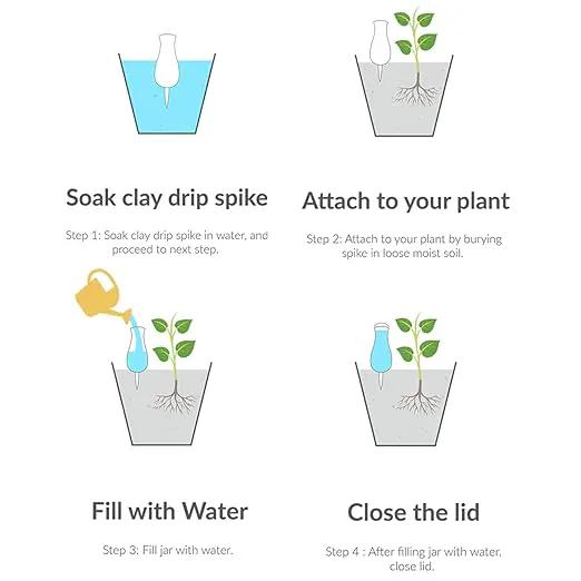 Drip Irrigation Stakes - Extra Large Improved Drip Easy-Refill 4 Week Waterer System with Large Reservoir Bulbs - Automatic Self-Watering Device for Indoor & Outdoor Plants by GreenHaven Gardens
