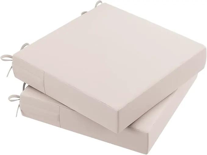 AAAAAcessories Outdoor Seat Cushions for Chairs, Waterproof, Fade-Resistant Patio Furniture Replacement Cushions, 20" x 20" x 3", Set of 2, Khaki Beige by GreenHaven Gardens