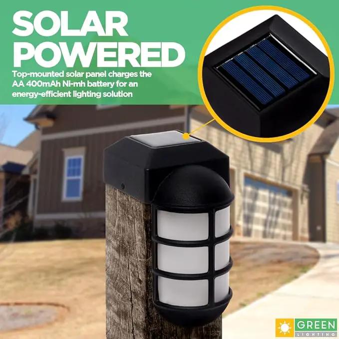 GreenLighting Marina Solar Post Cap Lights Fits 4x4 Nominal Wood Outdoor Solar Powered Post Cap Light, Fence Post, Landscaping, Deck, Garden- Bright LED, Waterproof Nautical Lighting Black 2 Pack by GreenHaven Gardens