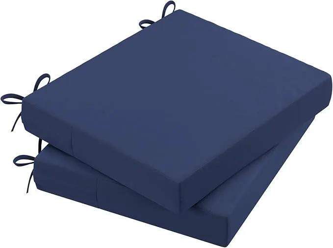 AAAAAcessories Outdoor Seat Cushions for Chairs, Waterproof, Fade-Resistant Patio Furniture Replacement Cushions, 20" x 18" x 3", Set of 2, Navy Blue by GreenHaven Gardens