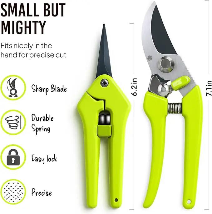 2-Pack Stainless Steel Gardening Scissors, Pruning Shears and Clippers for Gardening by GreenHaven Gardens