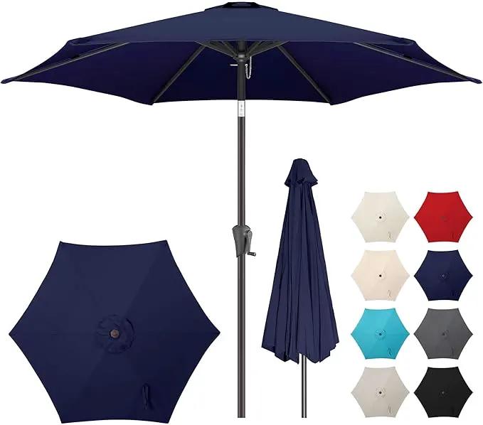 7.5ft Outdoor Patio Umbrella - Table Umbrella Waterprool UV Protection, Sombrillas de Patio with Push Button Tilt&Crank, Sun Umbrella for Pool, Porch, Garden, Deck, Backyard(Dark Blue) by GreenHaven Gardens