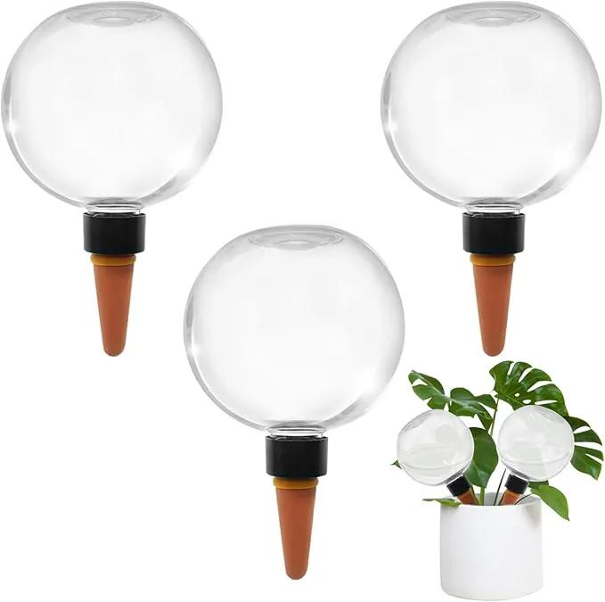 3 Pcs Self Watering Globes for Indoor & Outdoor Plants Automatic Watering Planter Insert 17.5 oz Watering Bulbs with Slow Release Control Water Dripper for Plants by GreenHaven Gardens