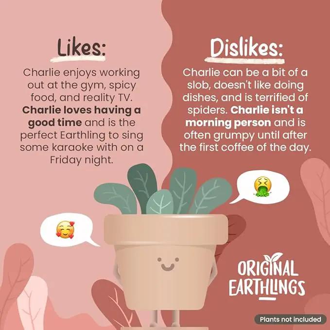 Original Earthlings Standing Pot - 3.5 Inch Cute Plant Pot - Plastic Funny Planter with Drainage - Unique Cactus Plant Lover Gift - Small Succulent Face Flower Pot - Cute Plant Gifts for Plant Lovers by GreenHaven Gardens