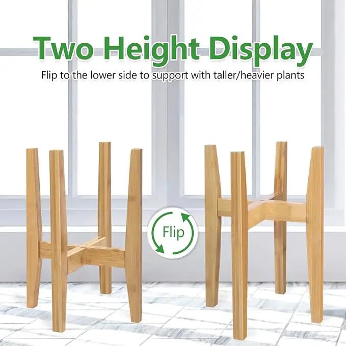 Plant Stand Indoor, Bamboo Plant Shelf, Adjustable Corner Plants Flower Holders Single Floor Plant Stand, Fits 8 to 12 Inches Pots,(Pot & Plant Not Included)(Nature) by GreenHaven Gardens