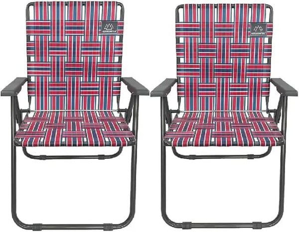 Retro Webbed Camping Chair - Lightweight, Foldable, Durable Steel Frame, 300lb Capacity, Vintage Red/Blue Stripes by Caddis Sports (2)