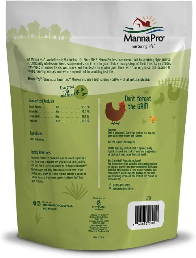 Manna Pro Farmhouse Favorites Mealworms Poultry Treat - Protein Treat for Chicken - Poultry, Turkey, Ducks, Geese, and Guinea Fowl Treat - Contains 50% Protein - 100% Natural Poultry Snack - 2lbs by GreenHaven Gardens