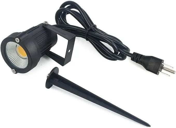 2 Pack Outdoor Landscape Lighting 5W COB LED Spotlights for Garden Lawn Wall Yard Path with Spiked Stand and Plug Adapter (Cool White) by GreenHaven Gardens