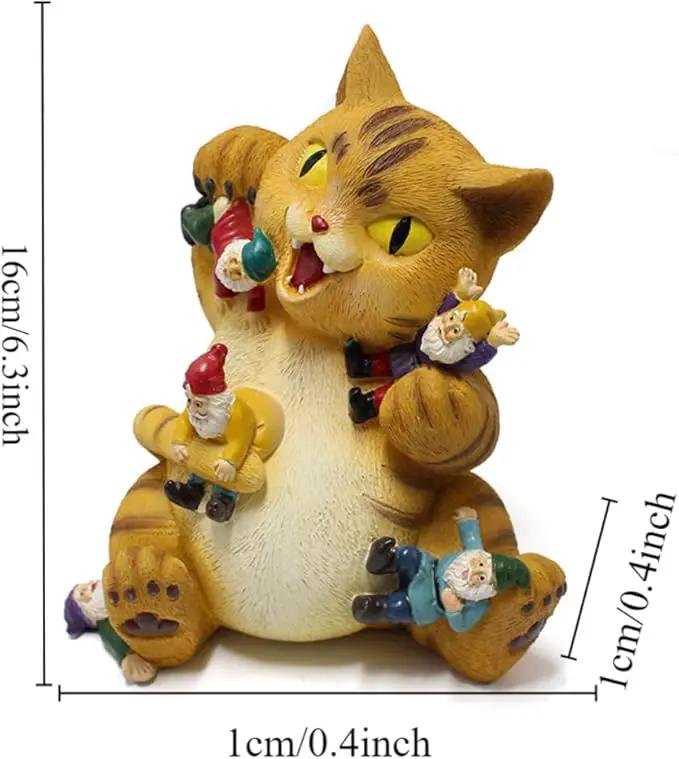 Garden Cat Decor Statue Figure Cat Eating Gnomes Statues for Outdoor Cat Gifts for Mom Patio Lawn Yard Decor (Fat cat) by GreenHaven Gardens