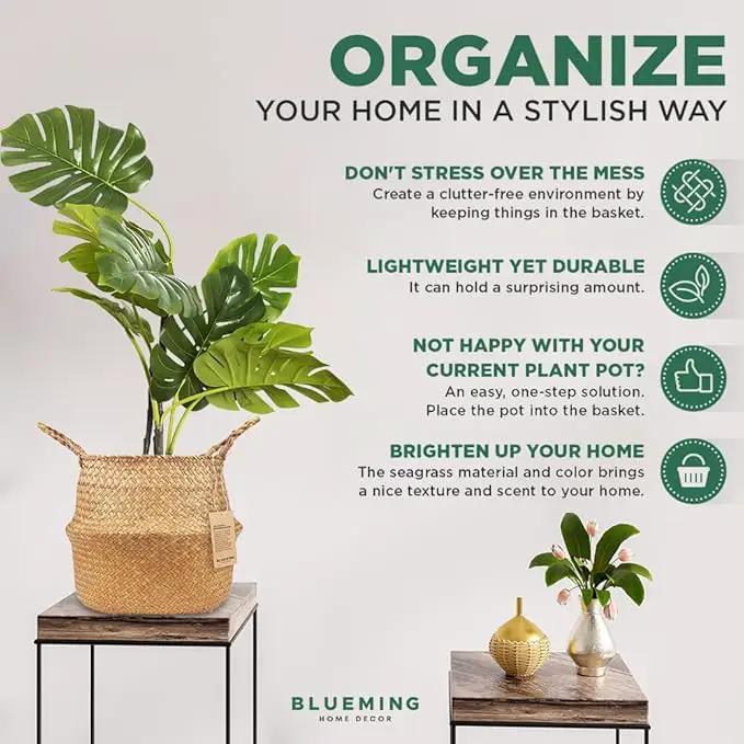 Plant Basket – Large Wicker Indoor Planter for Artificial Olive Tree Pot, 9-10 Inch Woven Baskets for Faux House Plants (Original, Large) by GreenHaven Gardens